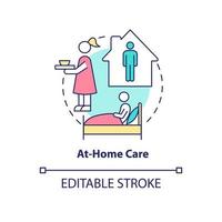 At home care concept icon. Pneumonia treatment abstract idea thin line illustration. Home quarantine. Skilled caregiver. Coronavirus precaution. Vector isolated outline color drawing. Editable stroke