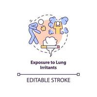 Exposure to lung irritants concept icon. Pneumonia risk factor abstract idea thin line illustration. Inflammatory response. Respiratory problems. Vector isolated outline color drawing. Editable stroke