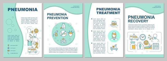 Pneumonia mint brochure template. Infection treatment and recovery. Flyer, booklet, leaflet print, cover design with linear icons. Vector layouts for presentation, annual reports, advertisement pages