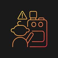 Child and cooking appliances gradient vector icon for dark theme. Kitchen safety for kids. Burn and injury prevention. Thin line color symbol. Modern style pictogram. Vector isolated outline drawing