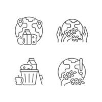 World hunger issues linear icons set. International allocation. Starvation relief organizations. Customizable thin line contour symbols. Isolated vector outline illustrations. Editable stroke