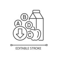 Vitamin deficiency linear icon. Inadequate nutrition. Health problem. Mineral malnutrition. Thin line customizable illustration. Contour symbol. Vector isolated outline drawing. Editable stroke