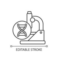 icono lineal de ensayos genéticos. tratamiento de condiciones genéticas.  revelar mutaciones en los genes. estudios de adn ilustración personalizable  de línea delgada. símbolo de contorno dibujo de contorno aislado vectorial.  trazo editable 5352177 ...