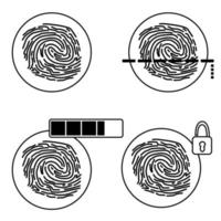 Fingerprint scan, linear style icon options about security and identification vector