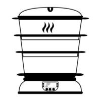 Outline food steamer, useful kitchen appliance for cooking with steam vector