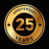 25 años aniversario medalla oro golden circle diseño vector celebración de cumpleaños vector 25 aniversario