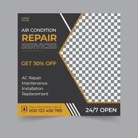 Air condition repair flyer design business flyer template geometric shape poster design brochure gradient abstract magazine background space for photo in square size vector