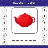 Drawing tutorial for kids. Easy level. Education sheets. How to draw teapot vector