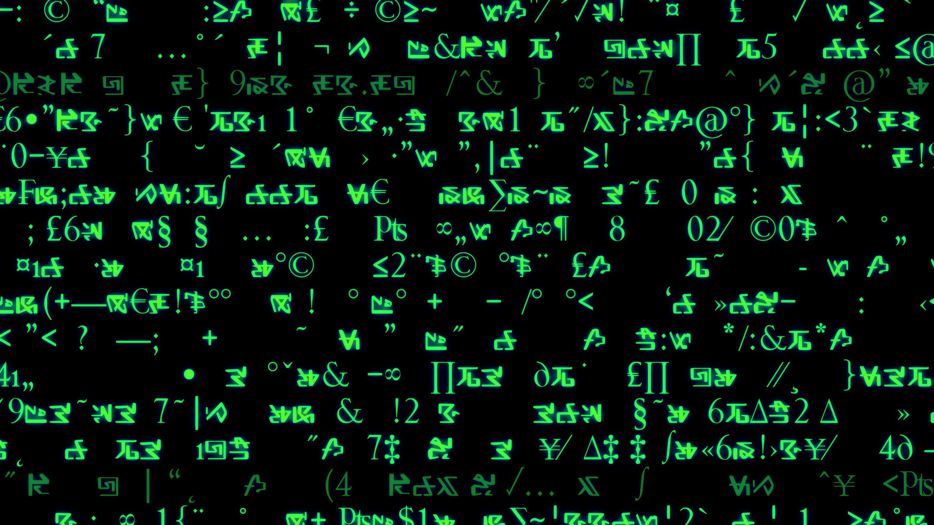 Rows of symbols and code scroll on a black screen. 5352485 Stock Video ...