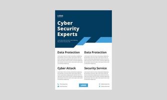 cyber security protection flyer design. data protection service poster leaflet in blue color. data protection service layout vector template.