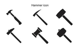 Hammer icon template black color editable. vector