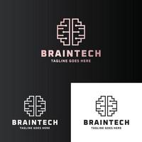 logotipo minimalista de tecnología cerebral vector