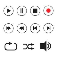 Audio Player Icons Set Vector