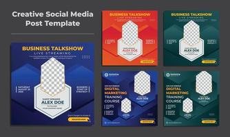 Live streaming Business Talks how workshop, social media post template vector