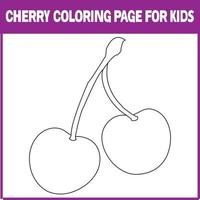 Cherry coloring page for kids vector