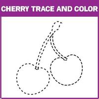 Cherry trace and coloring page vector