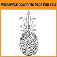 Pineapple coloring page for kids vector