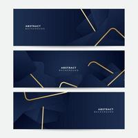 Dark blue background with abstract golden wavy curve lines decoration vector