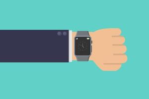 Businessman hand using smart watch vector