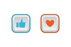Like icon, thumb up and heart icon vector