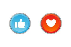 Like icon, thumb up and heart icon vector