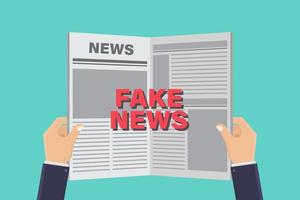 Hands holding newspapers and reading fake news vector illustration