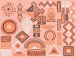 Hand drawn ethnic tribal elements set in colorful style. vector