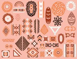 Hand drawn ethnic tribal elements set in colorful style. vector