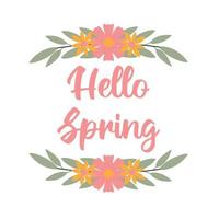 Hello spring. Vector illustration of a greeting card with spring flowers.