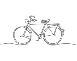 One single continuous line of classic bicycle. Classic transportation vector