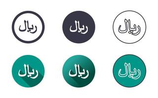 conjunto de iconos de símbolo de riyal saudí vector