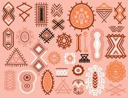 Hand drawn ethnic tribal elements set in colorful style. vector