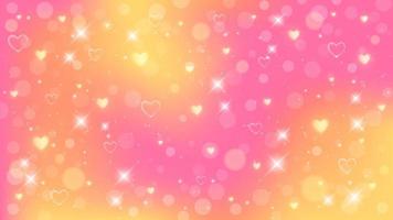 Fantasy background. Pattern in pastel colors. Pink sky with stars and hearts. Vector