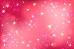 Fantasy background. Pattern in pastel colors. Red sky with stars and hearts. Vector
