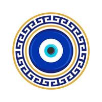 Evil eye amulet. Blue oriental talisman. Turkish and greek symbol of protection. Glass nazar vector illustration.