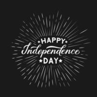 Happy Independence Day calligraphy hand lettering with fireworks. 4th of July retro celebration poster vector illustration. Easy to edit template for logo design, banner, greeting card, flyer, etc.