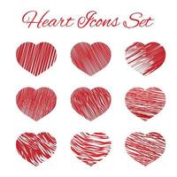 Heart icons set. Hand drawing style vector illustration. Valentine s day element of design. Easy to edit design template.