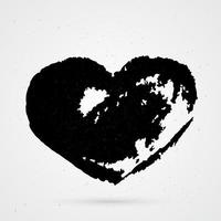 Hand painted heart on white background. Grunge shape of heart. Black textured brush stroke. Valentines day sign. Love symbol. Easy to edit vector element of design.