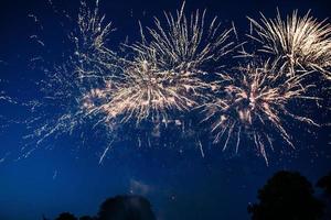 hermosos fuegos artificiales en el cielo nocturno foto