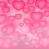 Soft pink hearts confetti background. Valentine s day shiny greeting card. Romantic vector illustration. Easy to edit design template.