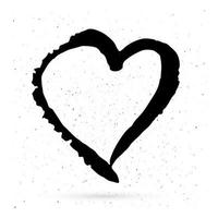 Hand drown heart on white background. Grunge shape of heart. Black textured brush stroke. Valentine s day sign. Love symbol. Easy to edit vector element of design.