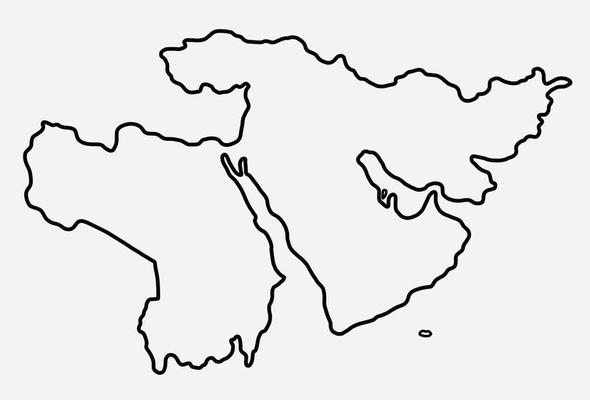 doodle freehand drawing of middle east map.