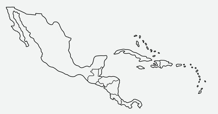 doodle freehand drawing of central america map.