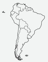 dibujo a mano alzada del mapa de América del Sur. vector