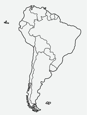 doodle freehand drawing of south america map.