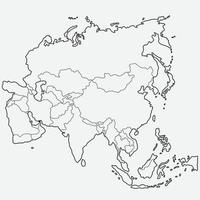 dibujo a mano alzada del mapa de asia. vector
