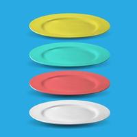 empty white red blue and yellow plates vector