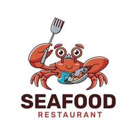 Seafood restaurant logo template with crab vector