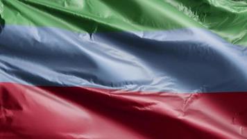 Dagestan flag slow waving on the wind loop. Dagestan banner smoothly swaying on the breeze. Full filling background. 20 seconds loop. video