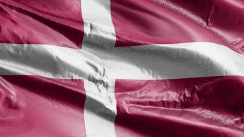 Denmark flag waving on the wind loop. Denmark banner swaying on the breeze. Full filling background. 10 seconds loop. video